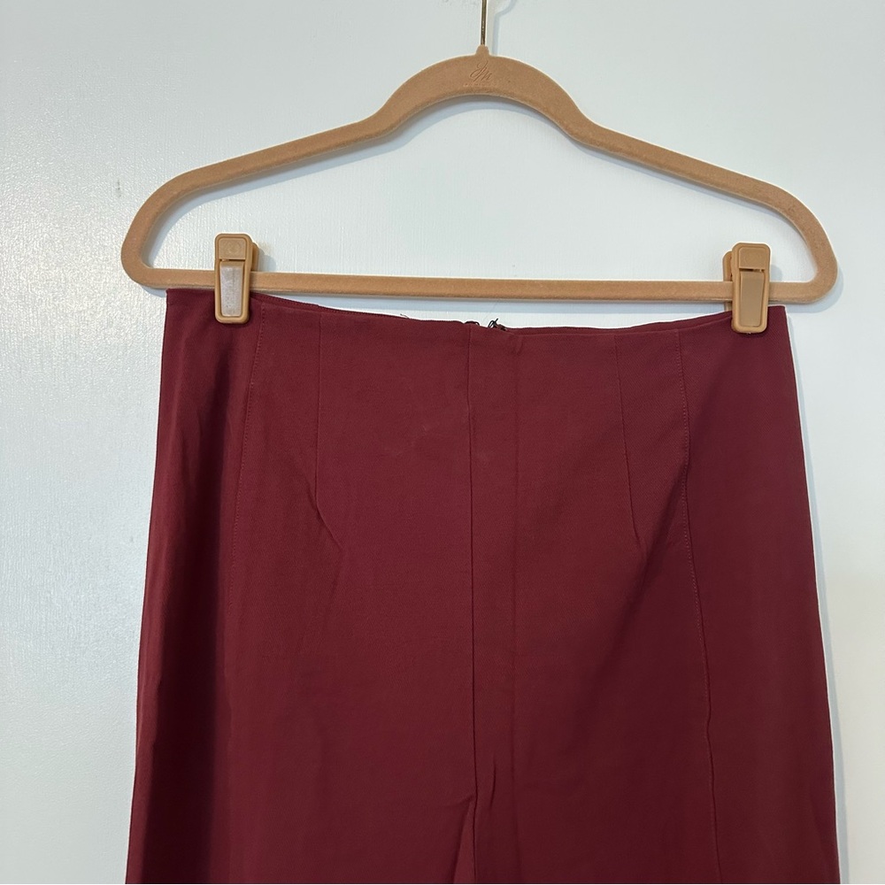 Free People Real Deal Slit Flare Stretch Pants Maroon Womens Large Boho - Picture 5 of 12
